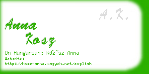 anna kosz business card